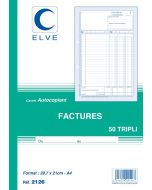 FACTURES : Carnet autocopiant Dupli - 297 x 210 mm 2125 Elve