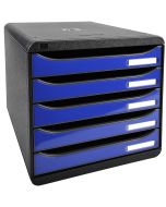 Module de rangement 5 tiroirs - Big Box Plus - Noir/Bleu Royal Glossy : EXACOMPTA Iderama