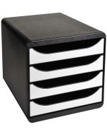 Caisson à 4 Tiroirs - Big Box - Noir/Blanc glossy : EXACOMPTA Glossy modèle