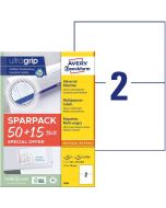 Étiquettes adhésives A5 - 210 x 148 mm - Blanc AVERY 6604