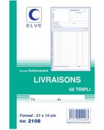 Bon de Livraison Carnet autocopiant Tripli A5 Elve 2108