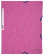 Chemise à élastiques 3 rabats Carte lustrée 400g - Rose : EXACOMPTA Photo