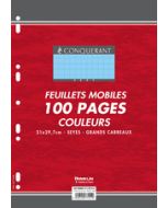 Photo CONQUERANT SEPT : Lot de 100 pages - Feuillets mobiles Séyès - Bleu - 210 x 297 mm
