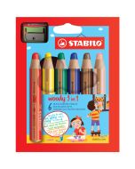 Photo Étui de 6 Crayons Woody 3 en 1 avec taille-crayon - Assortiment STABILO