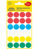 Photo Pastilles adhésives - 18 mm - Couleurs assorties AVERY Lot de 96 Étiquettes rondes