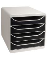 Photo Caisson à 4 tiroirs - Big Box - Gris Lumière/Noir EXACOMPTA Office