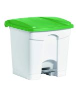 Photo Poubelle à pédale avec couvercle - 30 litres - Blanc/Vert : HELIT H2402051