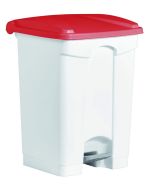 Photo Poubelle à pédale avec couvercle - 45 litres - Blanc/Rouge : HELIT H2402125