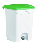 Photo Poubelle à pédale avec couvercle - 45 litres - Blanc/Vert : HELIT H2402151