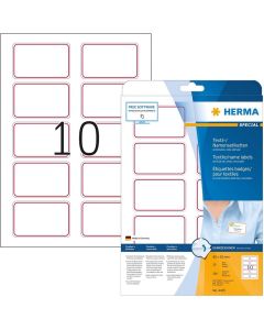 Etiquettes Badges adhésifs pour Textile - Blanc/Rouge - 80 x 50 mm : HERMA Lot de 200 Photo