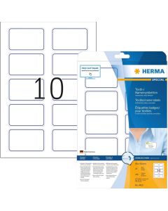 Etiquettes Badges adhésifs pour Textile - Blanc/Bleu - 80 x 50 mm : HERMA Lot de 200 Photo
