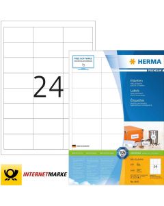 Étiquettes adhésives - 66 x 33,8 mm - Blanc : HERMA Premium Lot de 2400 Image