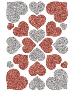 Photo HERMA : Lot de 22 stickers MAGIC - Coeurs rouge et argent - 6387