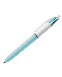 Stylo 4 couleurs à bille rétractable BIC Fun Bleu Clair/Blanc image
