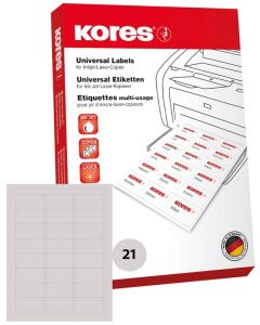 Étiquettes adhésives blanches - 63,5 x 38,9 mm : KORES L6338 Lot de 2100