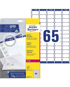 Mini-étiquettes - 38,1 x 21,2 mm - Blanc : AVERY L7651 Lot de 6500 Image