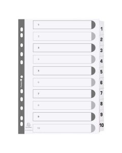 Jeu de 10 Intercalaires numériques en carte blanche - 1 à 10 - A5 : EXACOMPTA