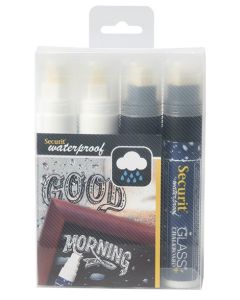 Feutre à craie liquide Waterproof 7 - 15 mm - Noir et Blanc : SECURIT Lot de 4 Image