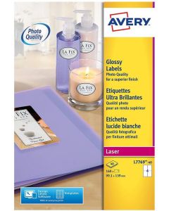 Visuel Étiquettes brillantes - 99,1 x 139 mm - Jet d'encre - Blanc AVERY