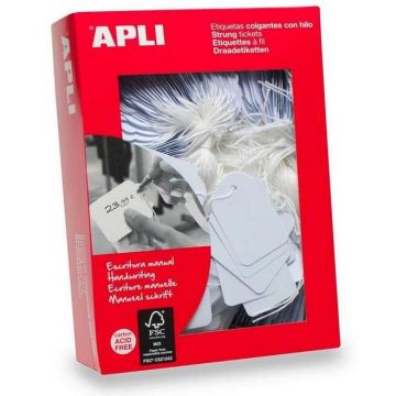 Etiquettes de prix à ficelle blanche - 50 x 70 mm APLI