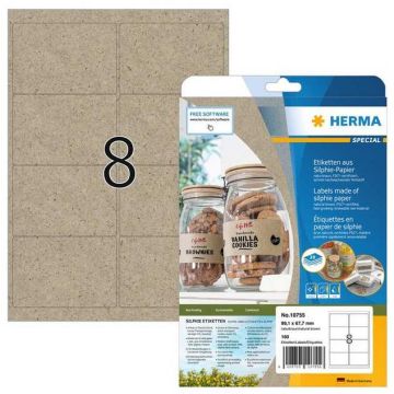 Étiquettes adhésives - 99,1 x 67,7 mm - brun naturel HERMA Lot de 160 - image