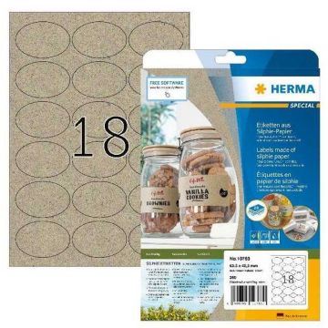 Étiquettes adhésives ovales - 63,5 x 42,3 mm - brun naturel HERMA Lot de 360 - photo