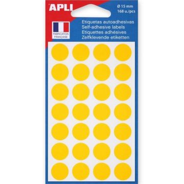 Pastilles adhésives 15 mm - Jaune APLI 111844 