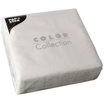 Photo PAP STAR : Lot de 100 serviettes de table unies - Blanc Décoration