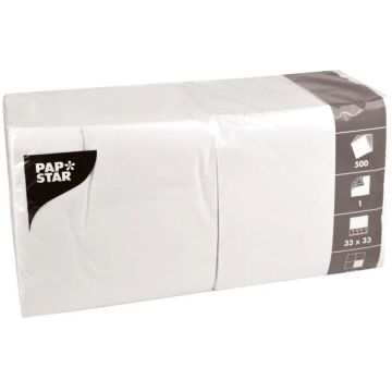 Serviettes en papier 1 couche - Blanc PAP STAR 12391