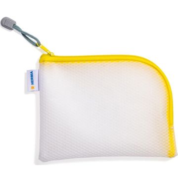 Pochette avec fermeture éclair - 190 x 140 mm - Transparent / Jaune : HERMA Mesh Bags image