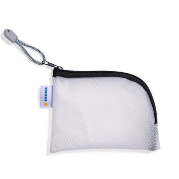 Pochette à filets avec fermeture éclair - A7 - Transparent / Noir : HERMA Mesh Bags image