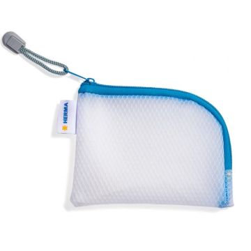Pochette à filet avec fermeture éclair - A7 - Transparent / Bleu : HERMA Mesh Bags image