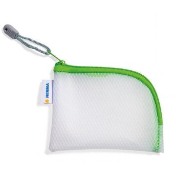 Pochette à filet avec fermeture éclair - A7 - Transparent / Vert : HERMA Mesh Bags image