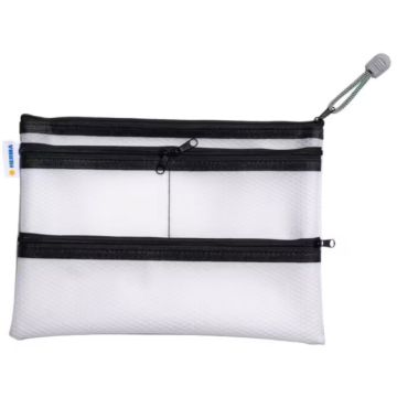 Pochette 4 poches avec fermeture éclair - A5 - Transparent / Noir : HERMA Multibag image