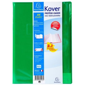 Protège-cahiers translucides - A4 - Assortiment EXACOMPTA Kover Vert