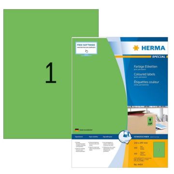 Etiquettes adhésives - 210 x 297 mm - Vert : HERMA Lot de 100 image