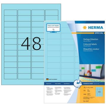 Étiquettes adhésives - 45,7 x 21,2 mm - Bleu : HERMA Lot de 4800 image