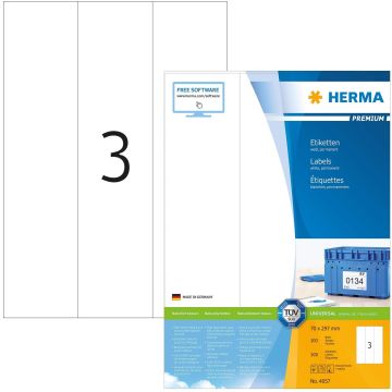 Étiquettes adhésives - 70 x 297 mm - Blanc : HERMA Premium Lot de 300 Image