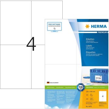 Étiquettes adhésives - 105 x 148 mm - Blanc : HERMA Premium Lot de 400 Modèle