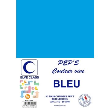 Sous-Chemise pour dossier A4 - Bleu ELVE Pep's Lot de 30