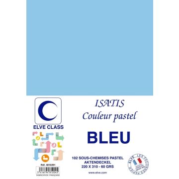Sous-Chemise pour dossier A4 - Bleu ELVE Isatis Lot de 102