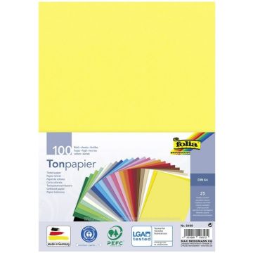 Feuilles de couleur A4 - 210 x 297 mm - Assortiment : FOLIA Lot de 100 Visuel