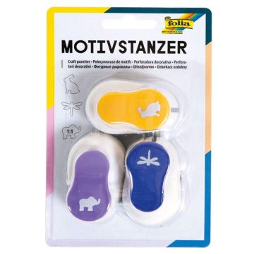 Perforateurs Lapin, Libellule et Elephant FOLIA Lot de 3 - image