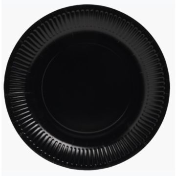 Assiette jetable en carton - Noir - 230 mm PRO NAPPE Lot de 20