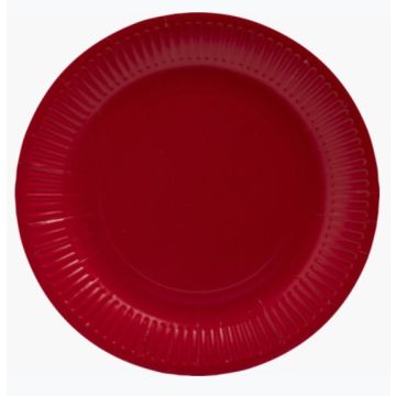 Assiette jetable en carton - Rouge - 230 mm PRO NAPPE Lot de 20