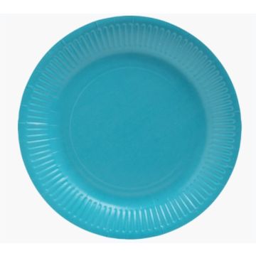 Assiette jetable en carton - Bleu turquoise - 230 mm PRO NAPPE Lot de 20
