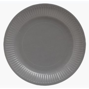 Assiette jetable en carton - Gris - 230 mm PRO NAPPE Lot de 20