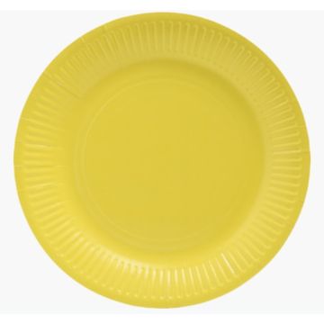 Assiette jetable en carton - Jaune - 230 mm PRO NAPPE Lot de 20