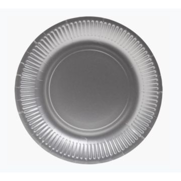 Assiette jetable en carton - Argent - 230 mm PRO NAPPE Lot de 10