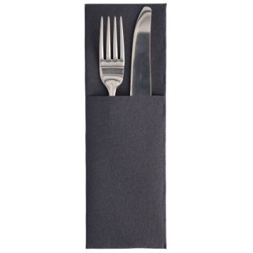 Pochette Serviette à couverts - Noir PAP STAR  Royal Lot de 50
